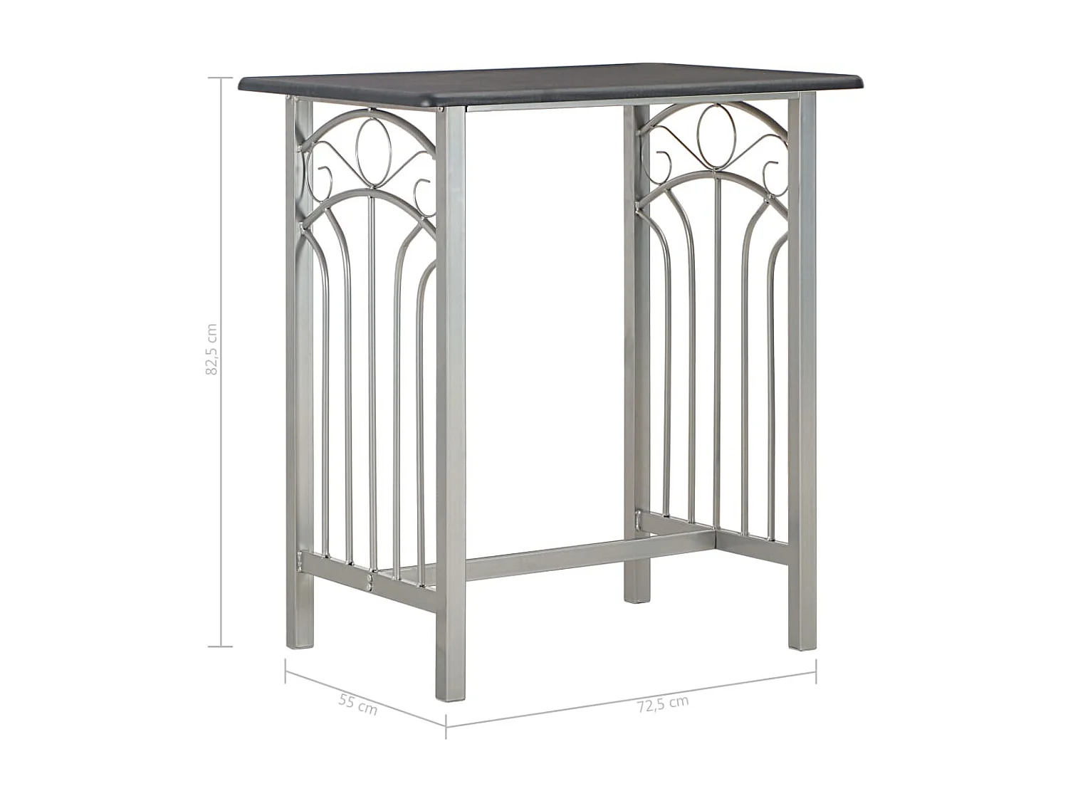 Ensemble de bar 3 pcs Bois et acier Noir