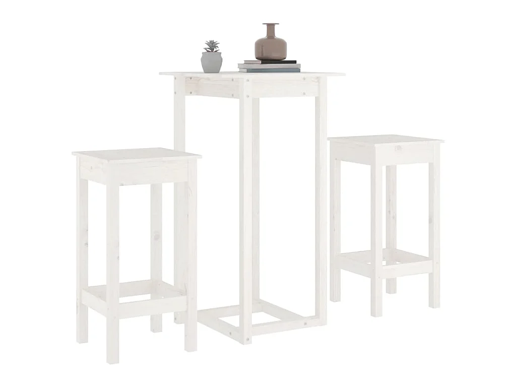 3-delige Barset massief grenenhout wit