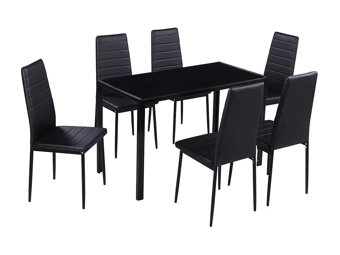 Conjunto mesa de jantar 7 pcs preto