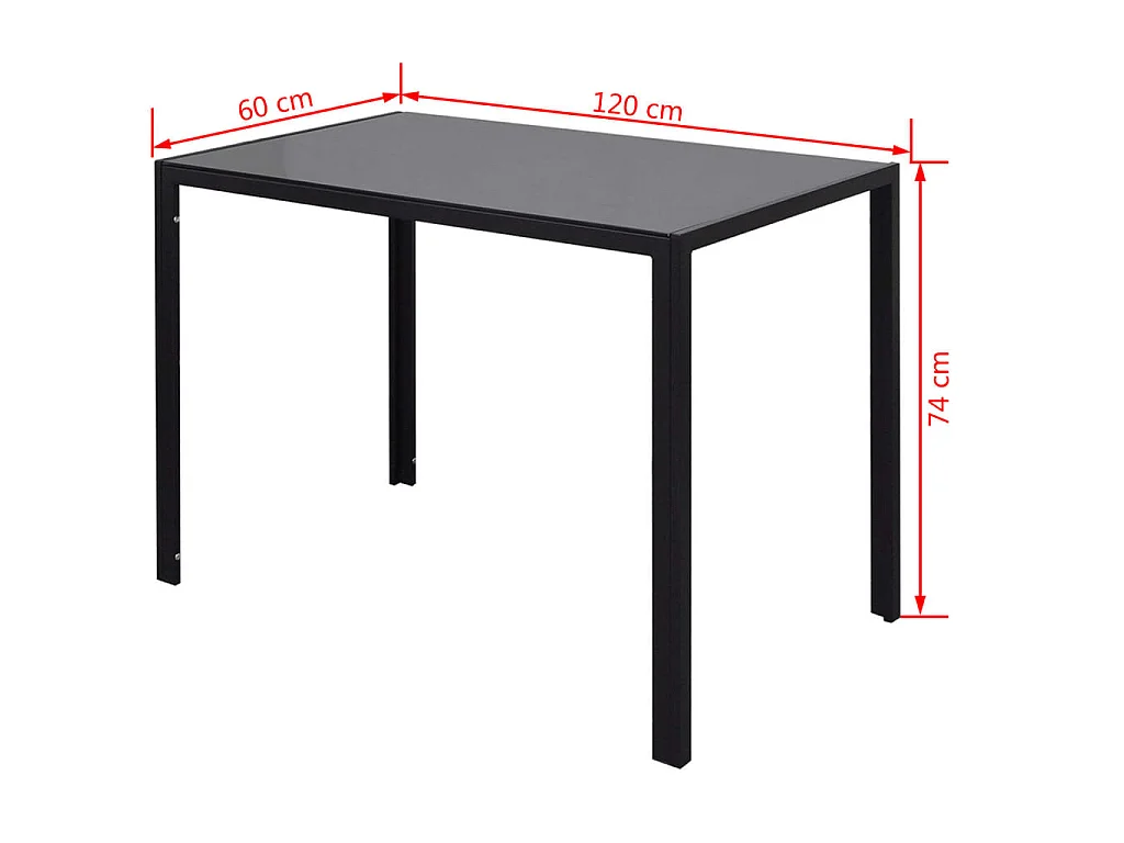 Ensemble de table à manger sept pièces noir