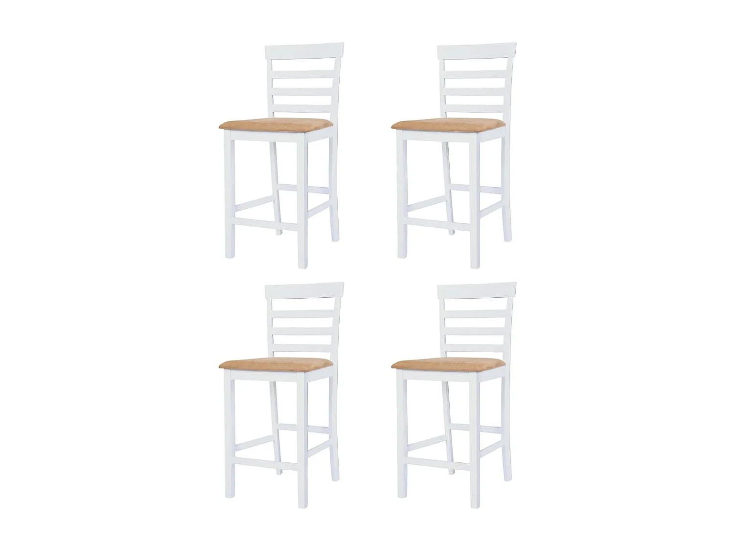 Table et chaises de bar 5 pcs Bois massif Marron et blanc