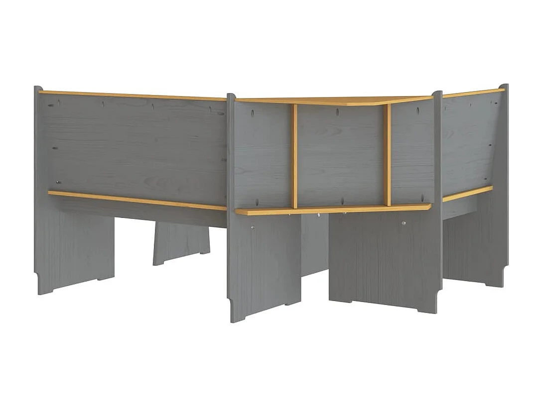 Ensemble à manger REINE 3 pcs marron miel gris bois pin massif