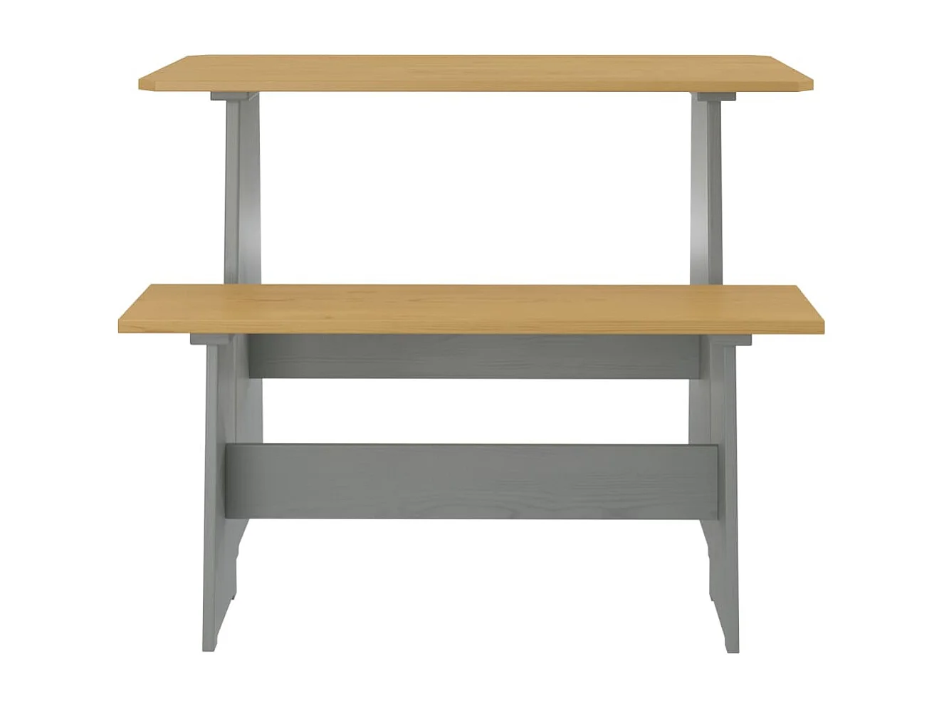 Ensemble à manger REINE 3 pcs marron miel gris bois pin massif