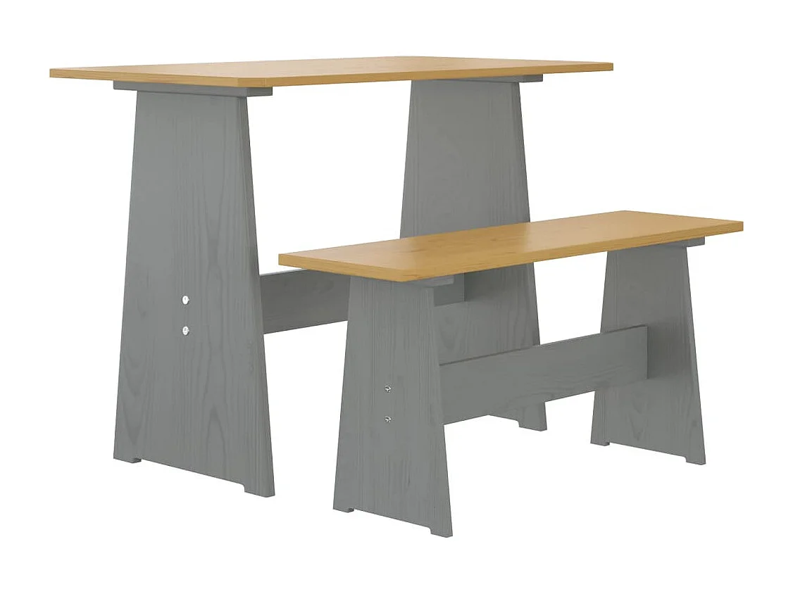 3 pcs conjunto jantar REINE pinho maciço castanho mel/cinzento