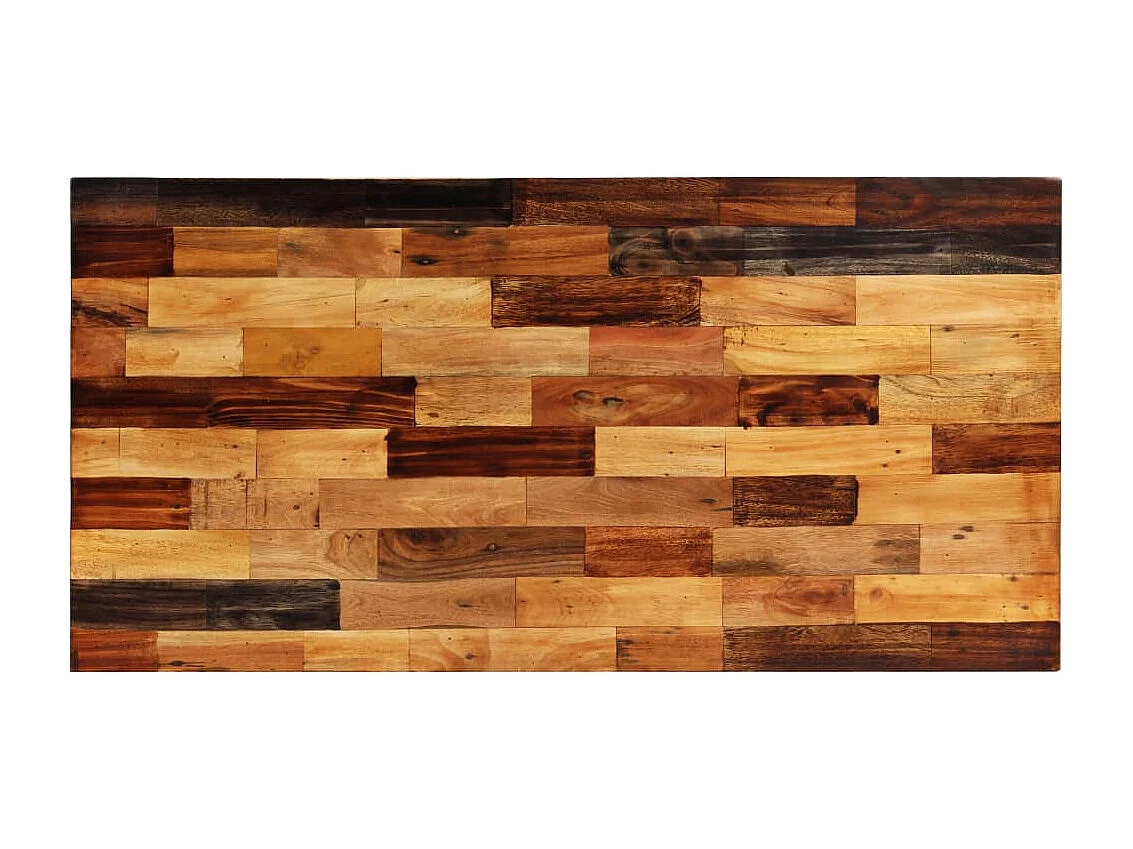 5-delige Barset massief gerecycled hout en echt geitenleer