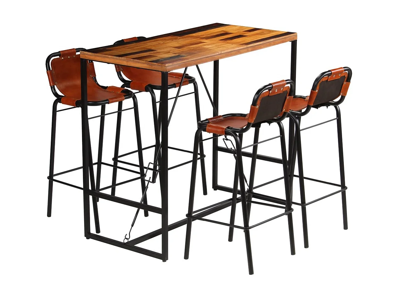 Bar-Set 5-tlg. Altholz Massiv und echtes Ziegenleder