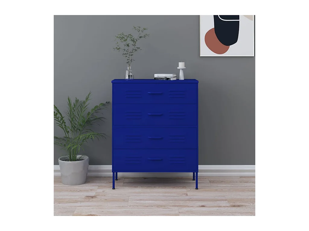 Cassettiera Blu Marino 80x35x101,5 cm in Acciaio