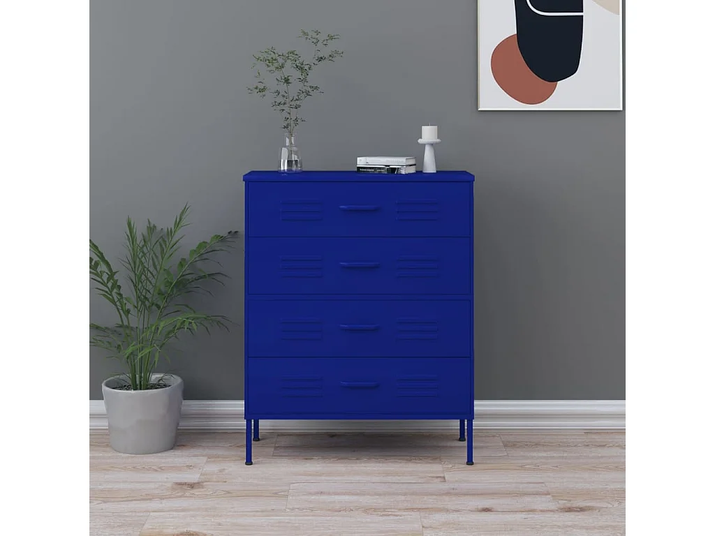 Commode Bleu marine 80x35x101,5 cm Acier
