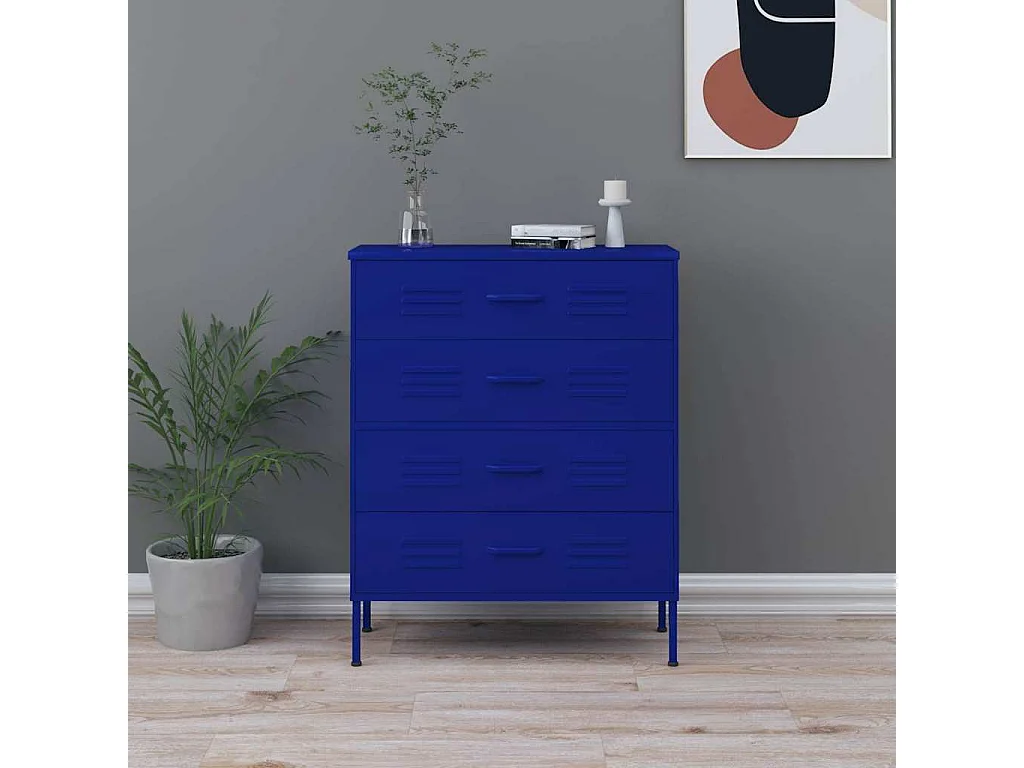 Commode Bleu marine 80x35x101,5 cm Acier