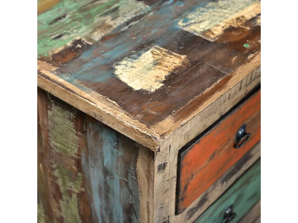 Kommode Altholz Massivholz Mehrfarbig mit 16 Schubladen