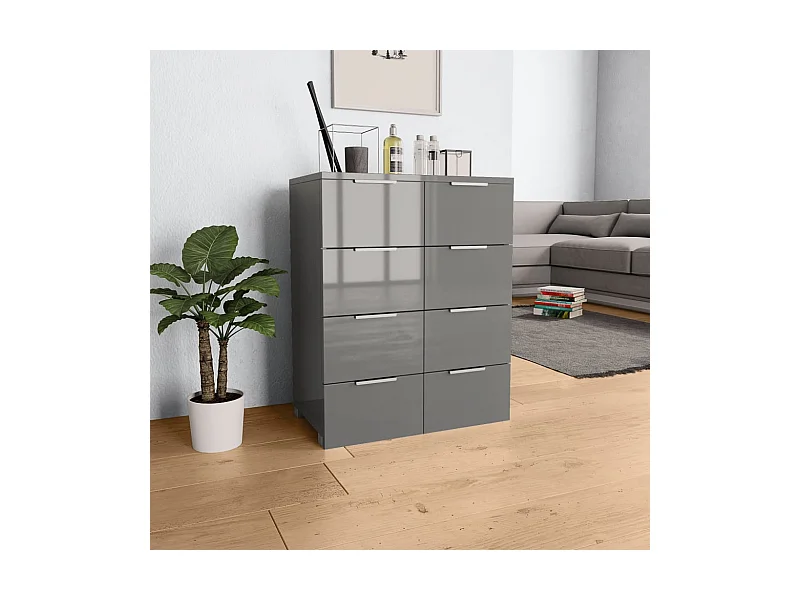 Sideboard Hochglanz-Grau 60x35x80 cm Holzwerkstoff