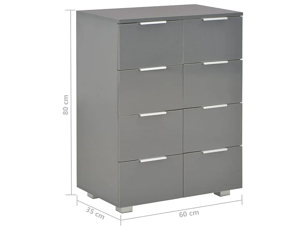 Sideboard Hochglanz-Grau 60x35x80 cm Holzwerkstoff