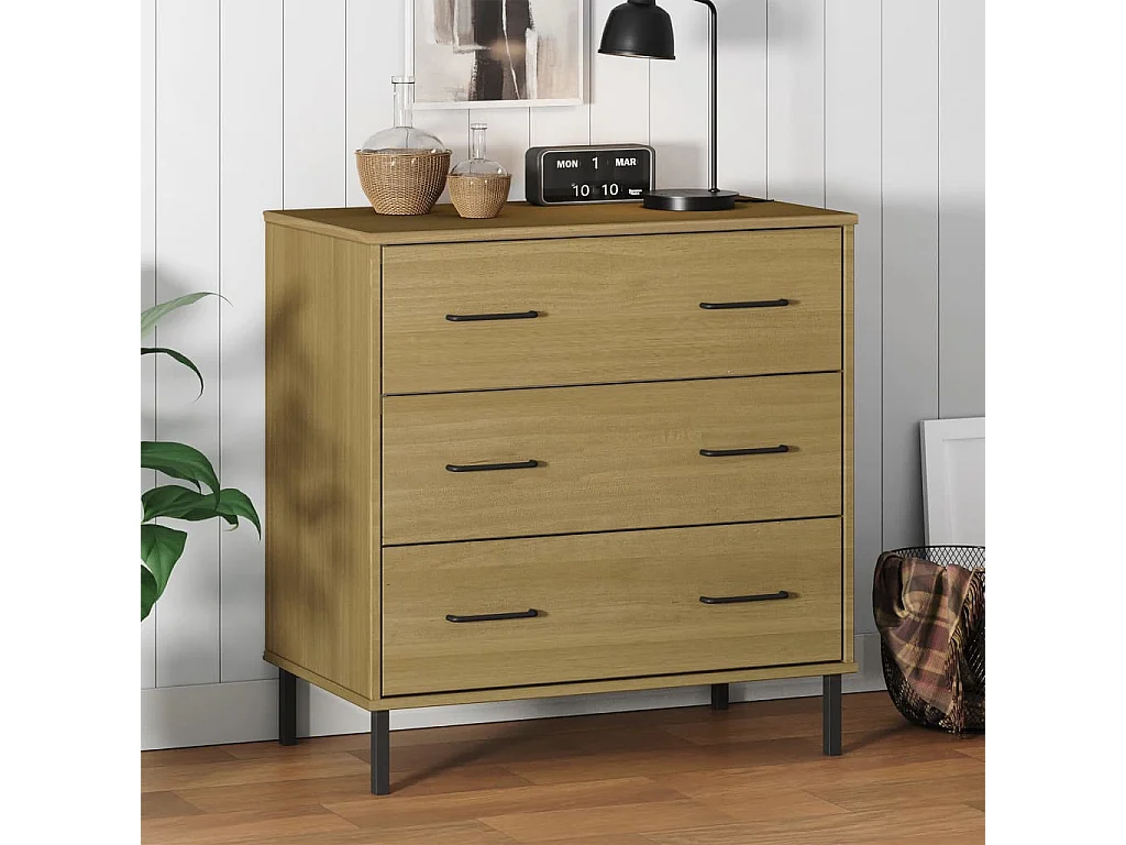Buffet avec 3 tiroirs Marron 77x40x79,5 cm Bois massif OSLO