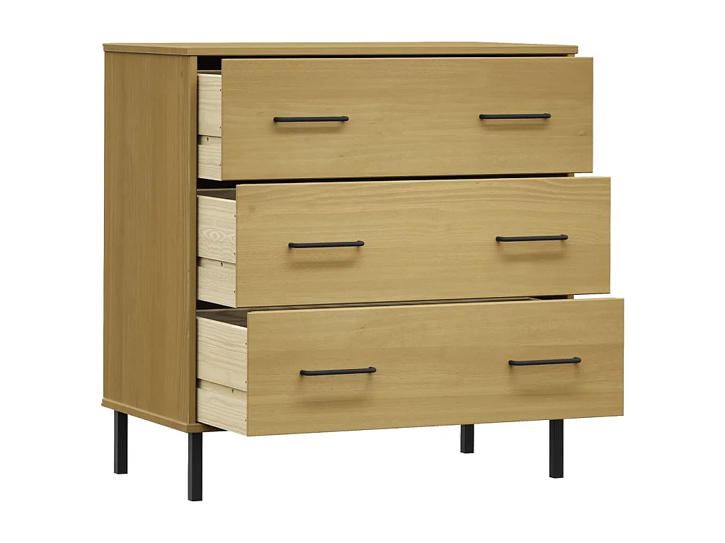 Buffet avec 3 tiroirs Marron 77x40x79,5 cm Bois massif OSLO