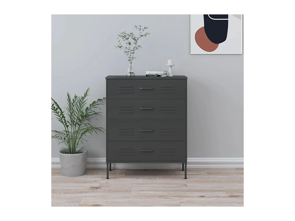 Commode Anthracite 80x35x101,5 cm Acier