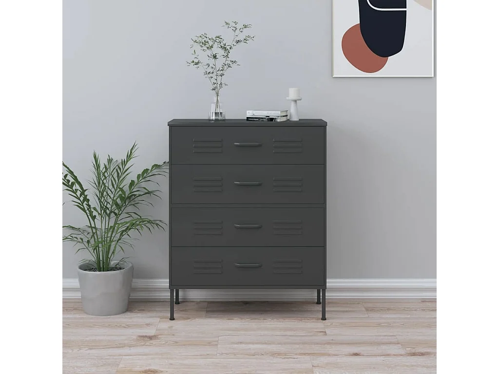 Commode Anthracite 80x35x101,5 cm Acier
