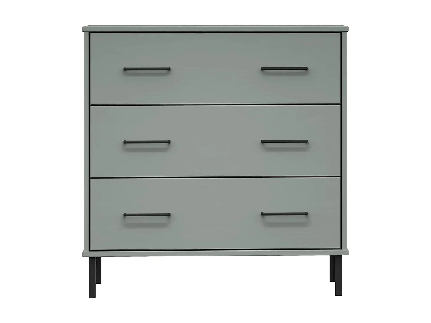 Aparador con 3 cajones OSLO madera maciza gris 77x40x79,5 cm