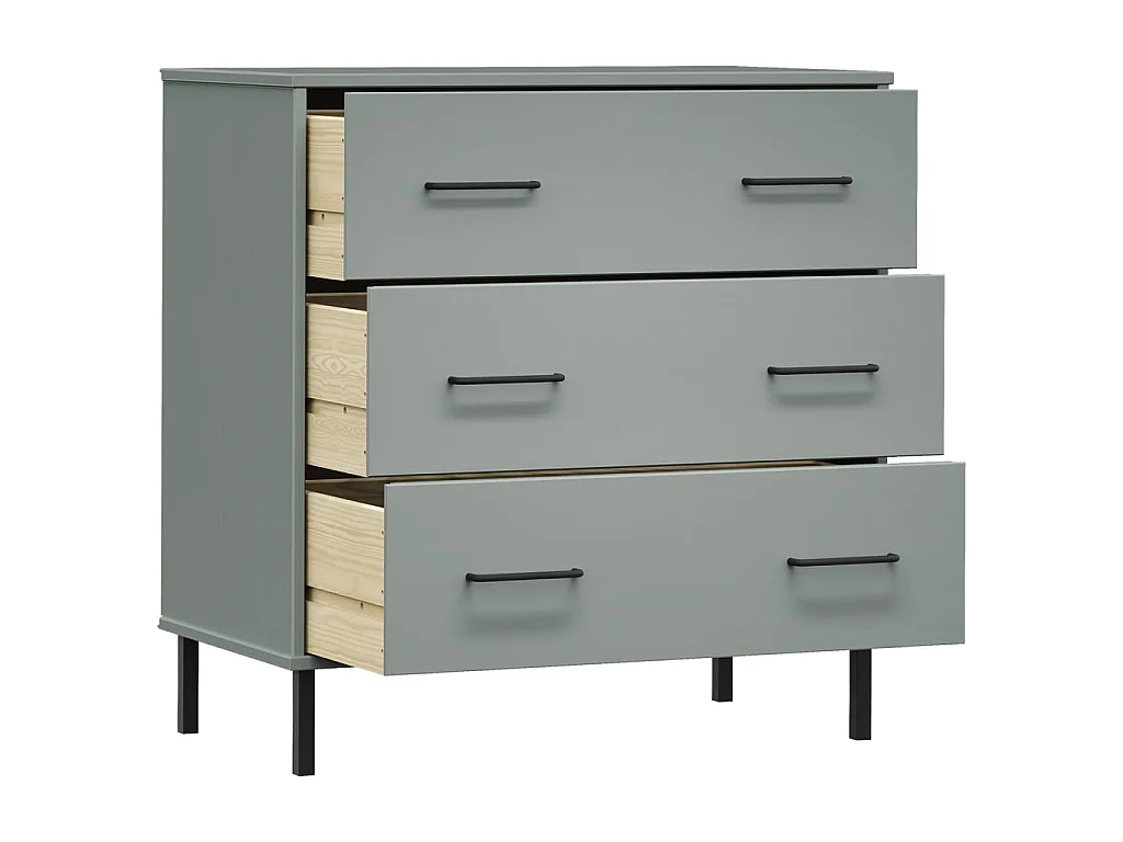 Buffet avec 3 tiroirs Gris 77x40x79,5 cm Bois massif OSLO