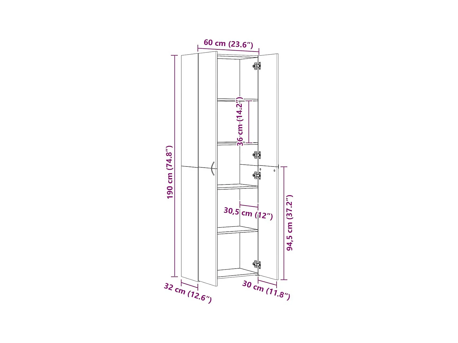 Armário de escritório derivados de madeira branco