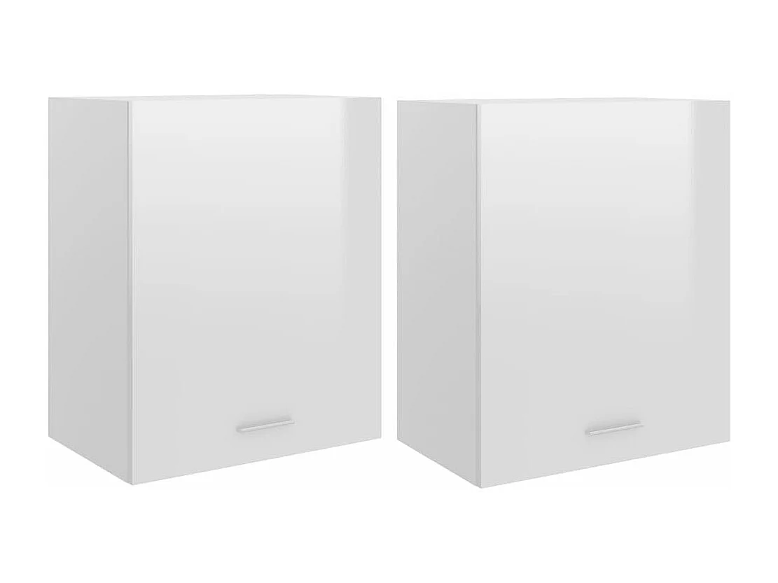 Hangkasten 2 st Lyon 50x31x60 cm bewerkt hout hoogglans wit