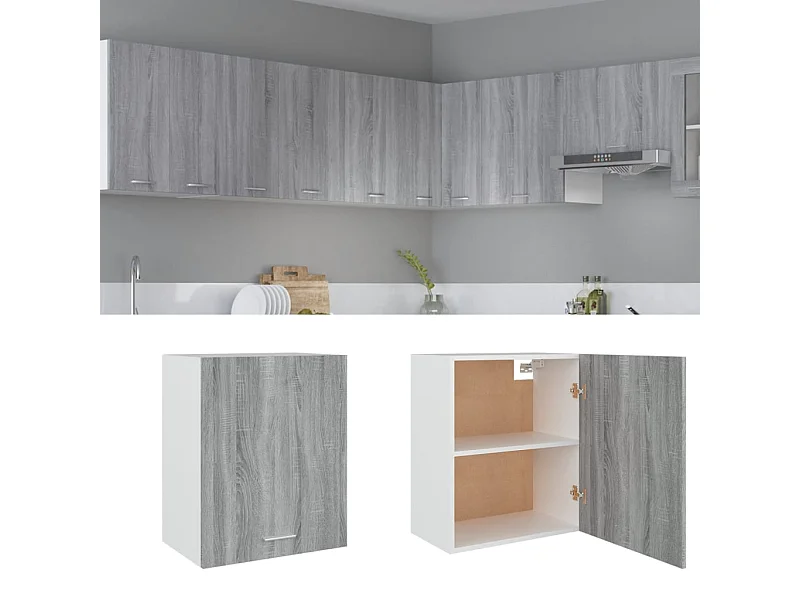 Hangkast Lyon 50x31x60 cm bewerkt hout grijs sonoma eikenkleurig