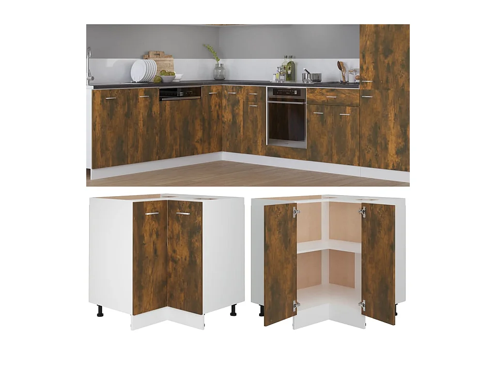 Meuble de cuisine "Lyon" Chêne fumé 75,5 x 75,5 x 81,5 cm Bois d'ingénierie