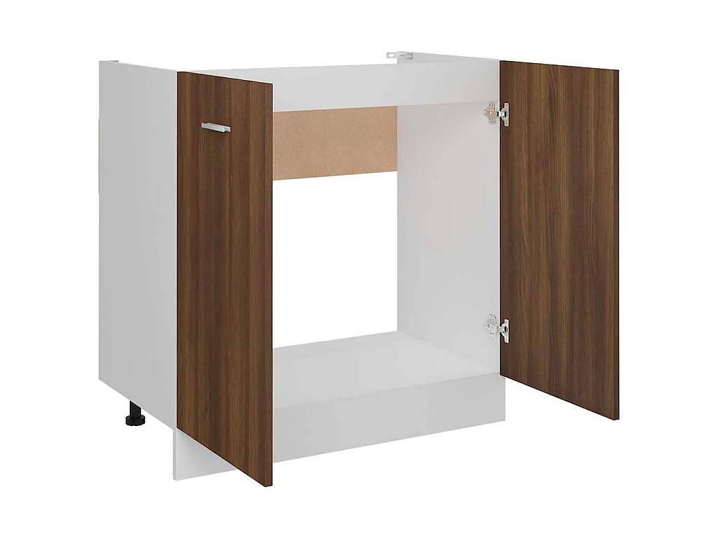 Gootsteenkast Lyon 80x46x81,5 cm bewerkt hout bruin eikenkleur