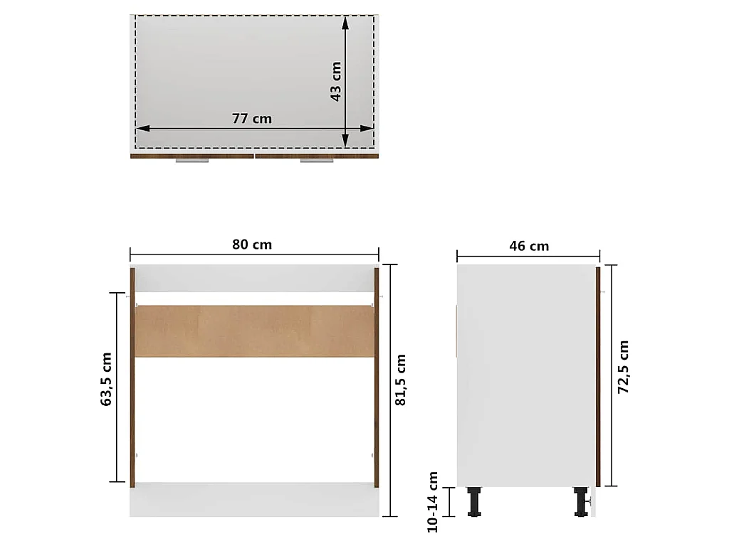 Gootsteenkast Lyon 80x46x81,5 cm bewerkt hout bruin eikenkleur