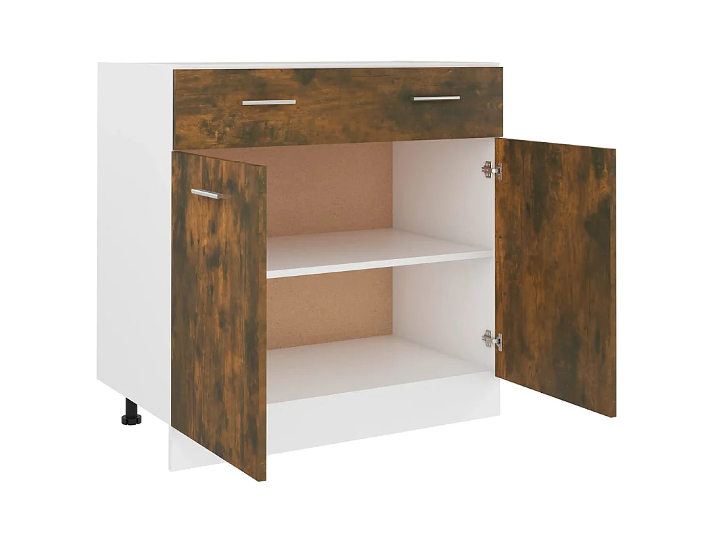 Onderkast met lade Lyon 80x46x81,5cm bewerkt hout gerookt eiken