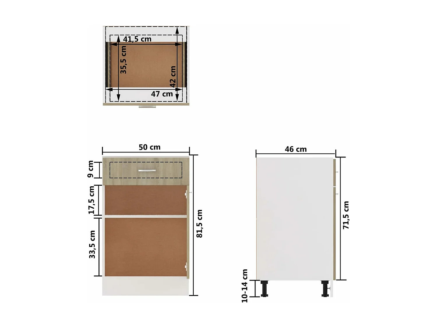 Onderkast met lade Lyon 50x46x81,5 cm sonoma eikenkleur