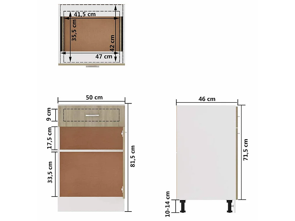Onderkast met lade Lyon 50x46x81,5 cm sonoma eikenkleur