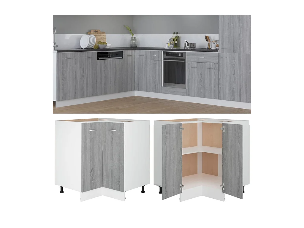 Meuble de cuisine "Lyon" Gris Sonoma 75,5 x 75,5 x 81,5 cm Bois d'ingénierie