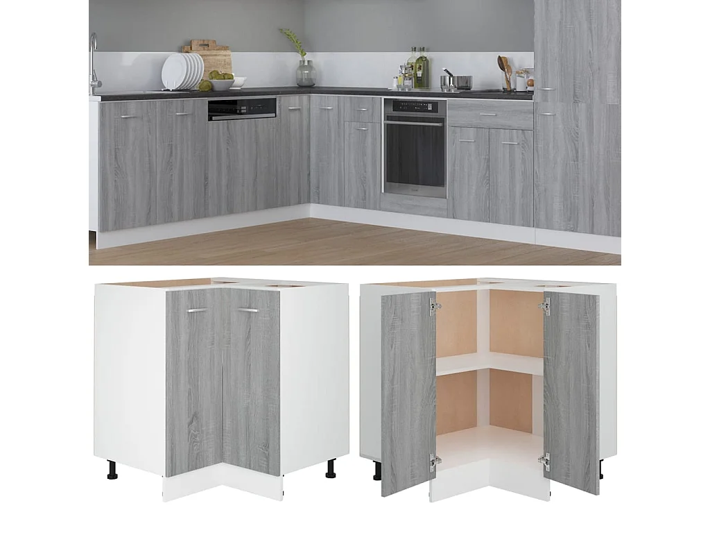 Meuble de cuisine "Lyon" Gris Sonoma 75,5 x 75,5 x 81,5 cm Bois d'ingénierie