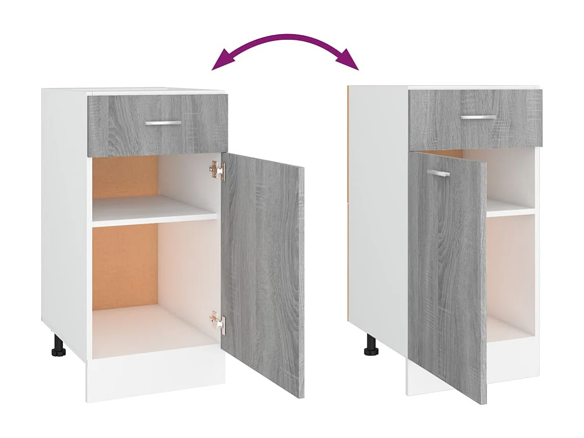 Armário inferior c/ gavetas “Lyon” madeira processada cinza