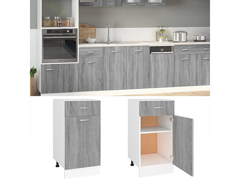 Armoire à tiroirs inférieure "Lyon" Gris Sonoma 40 x 46 x 81,5 cm Bois d'ingénierie