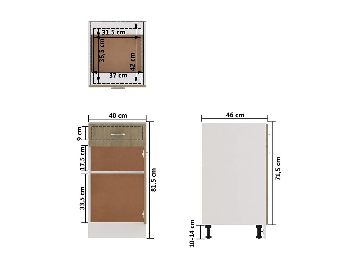 Armoire de plancher tiroir Chêne sonoma 40x46x81,5 cm Aggloméré