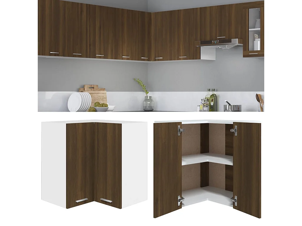 Eck-Hängeschrank Lyon Braun Eichen-Optik 57x57x60 cm Holzwerkstoff