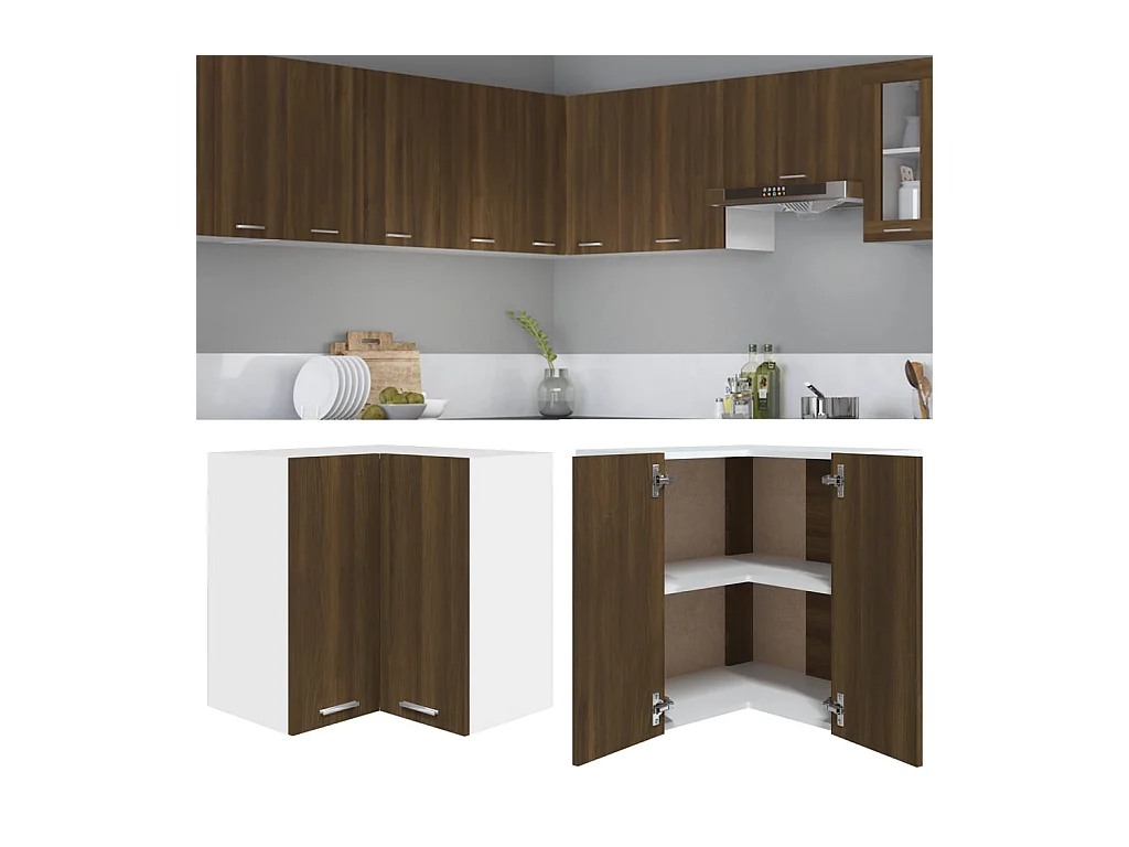 Hanghoekkast Lyon 57x57x60 cm bewerkt hout bruin eikenkleur