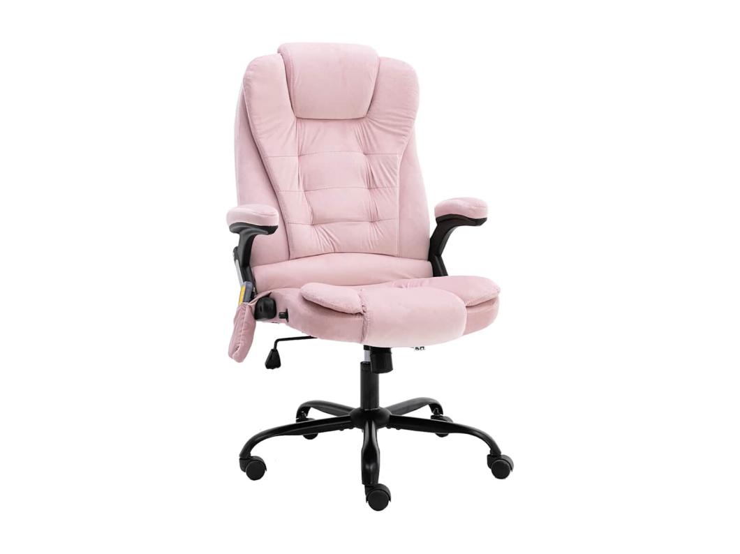 Cadeira de escritório c/ função de massagem veludo rosa