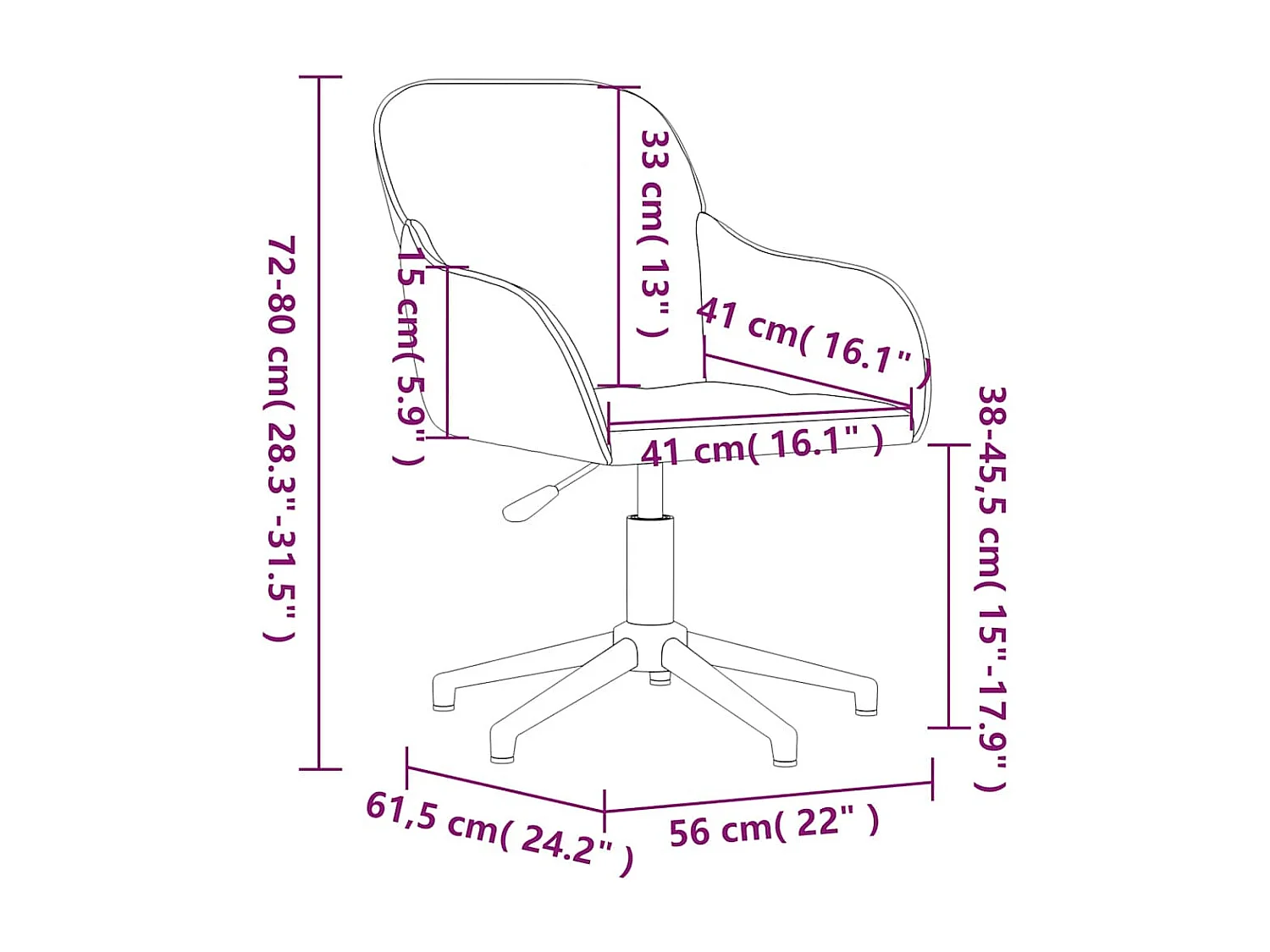 Chaise pivotante de bureau Crème Velours