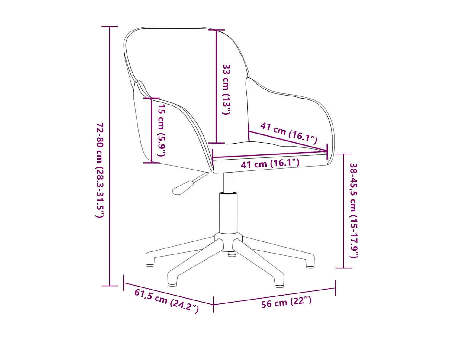 Chaise pivotante de bureau Crème Velours