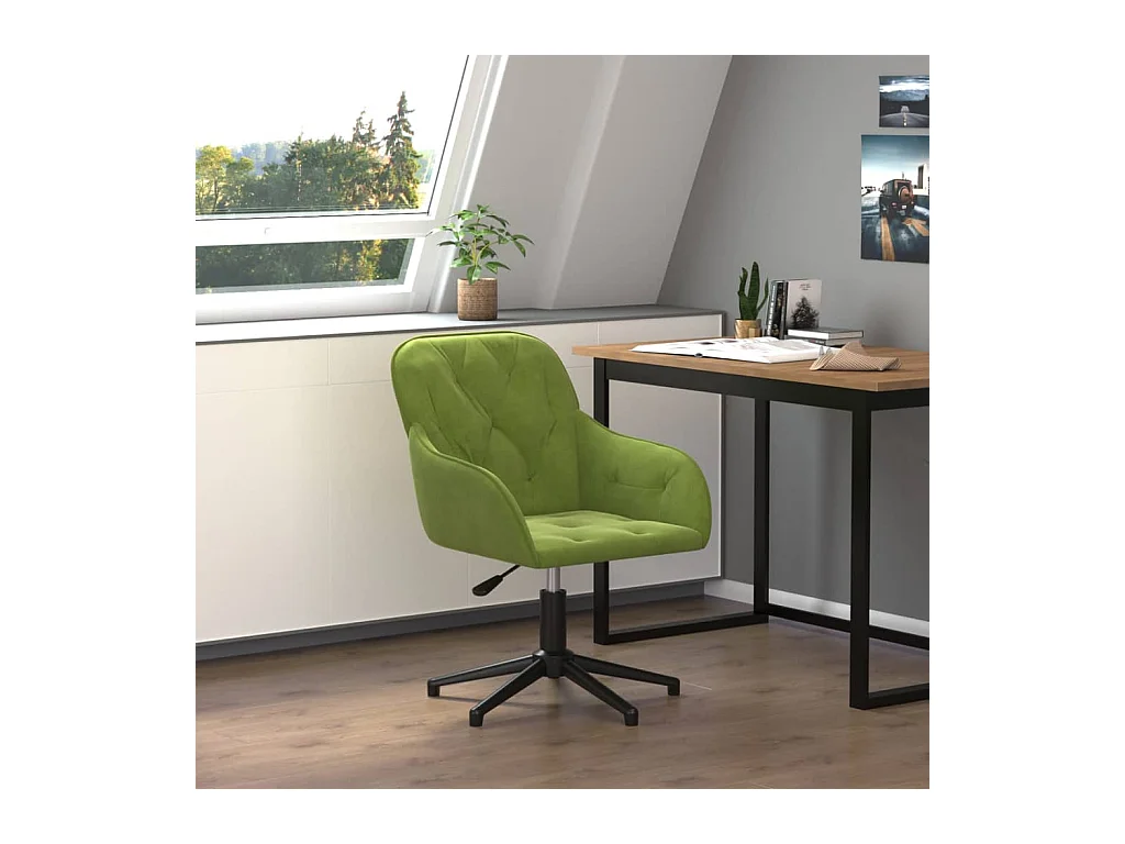 Chaise pivotante de bureau Vert clair Velours