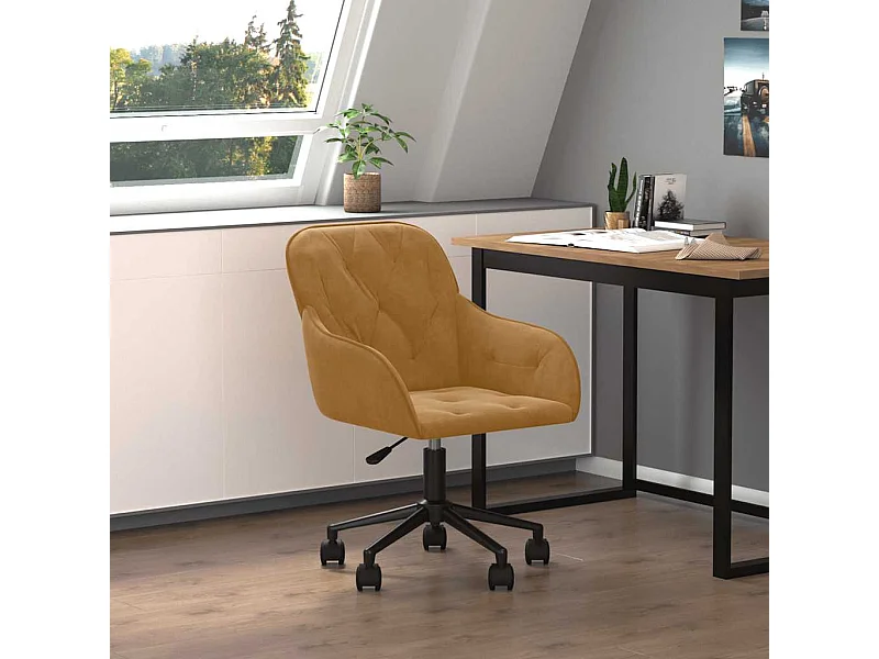 Chaise pivotante de bureau Marron Velours
