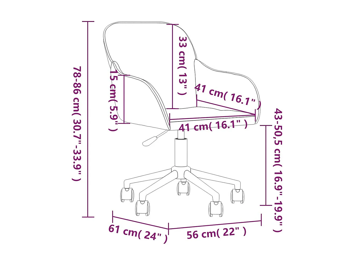 Chaise pivotante de bureau Marron Velours