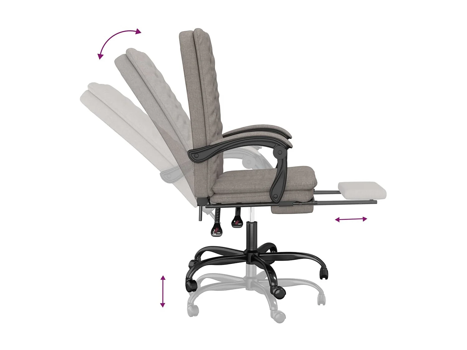 Fauteuil inclinable de bureau Taupe Tissu