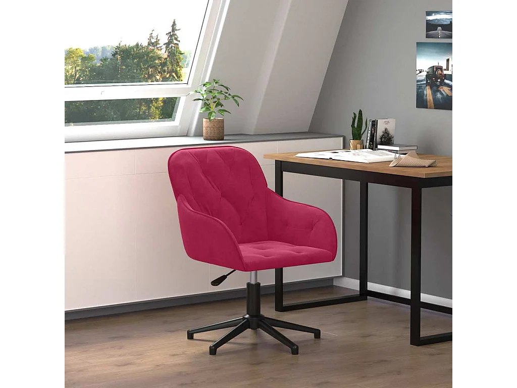 Chaise pivotante de bureau Rouge bordeaux Velours