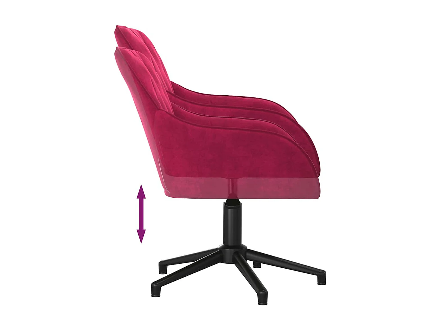 Chaise pivotante de bureau Rouge bordeaux Velours