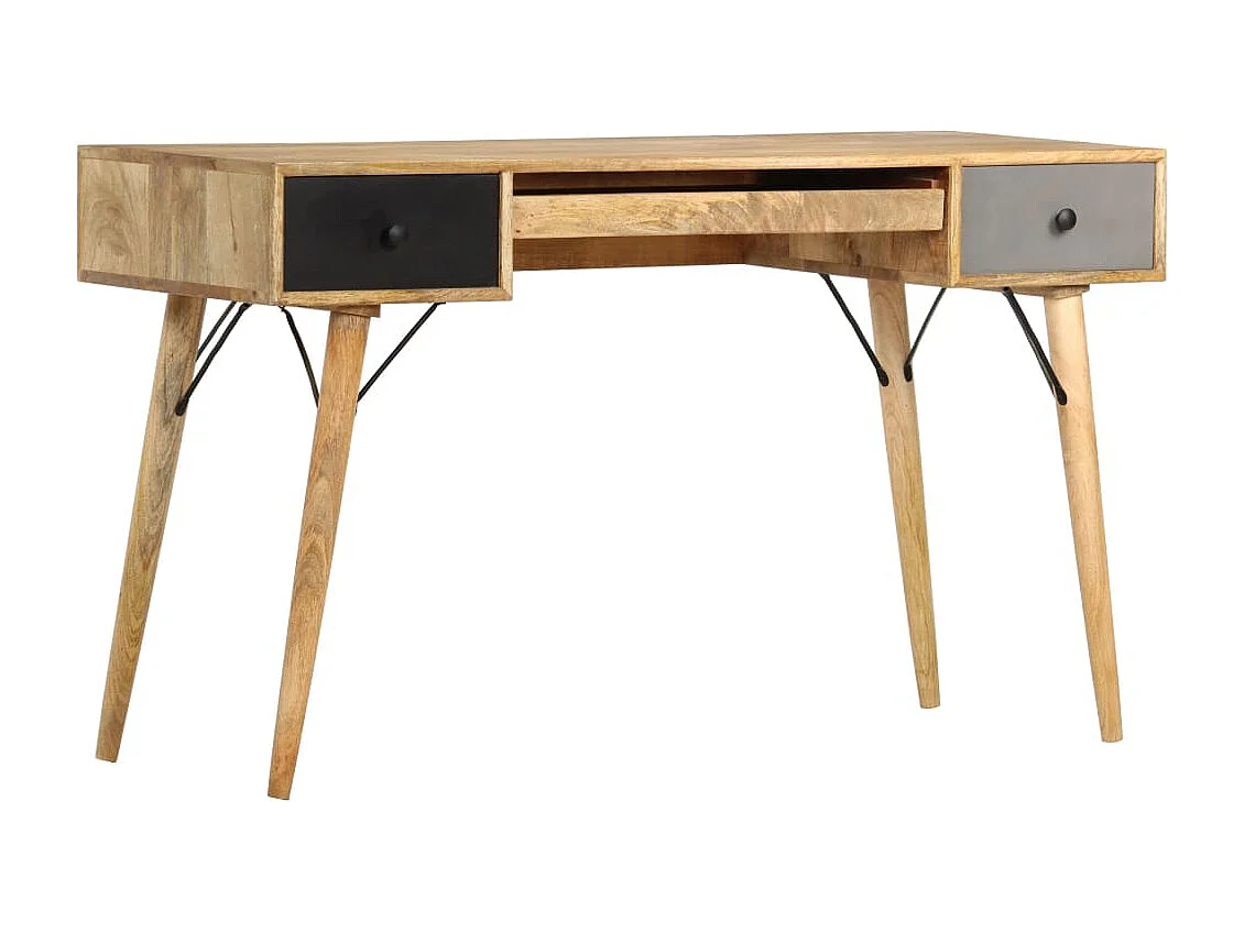 Schreibtisch mit Schubladen 130 x 50 x 80 cm Massivholz Mango