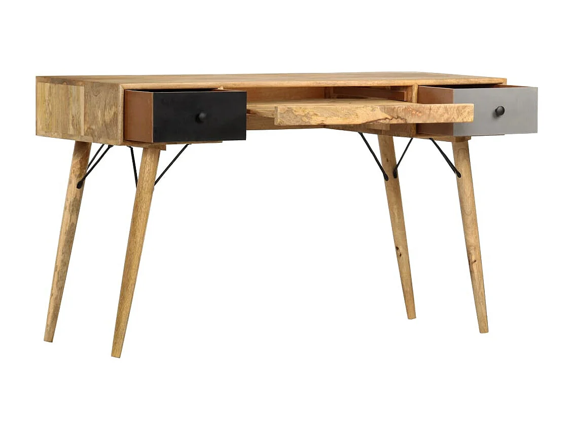 Schreibtisch mit Schubladen 130 x 50 x 80 cm Massivholz Mango
