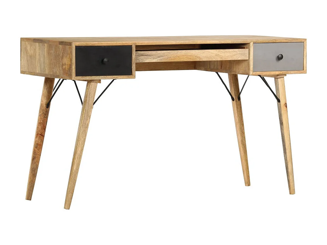 Schreibtisch mit Schubladen 130 x 50 x 80 cm Massivholz Mango